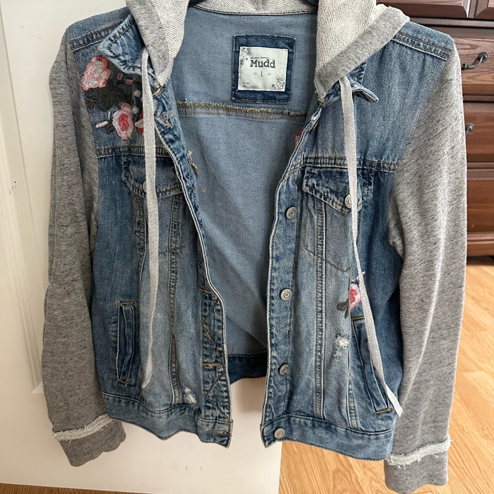 Mudd Denim and Gray Hoodie Jacket